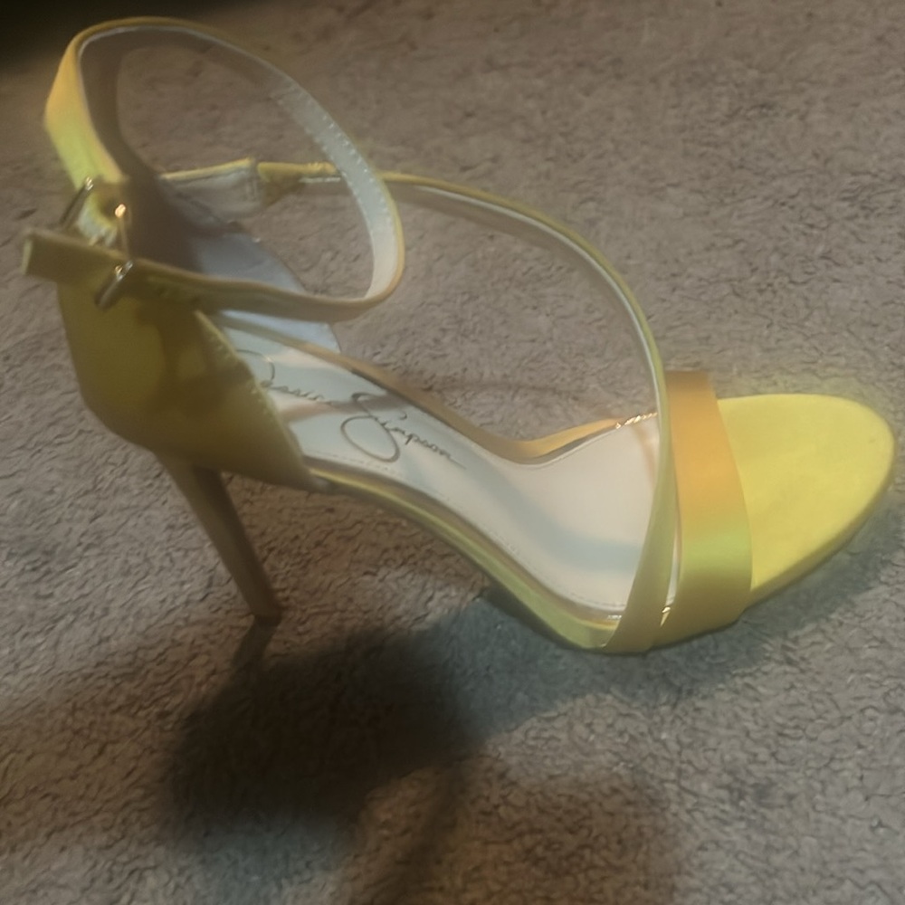Jessica Simpson Mustard Yellow Strappy Stiletto Heels - Picture 4 of 5